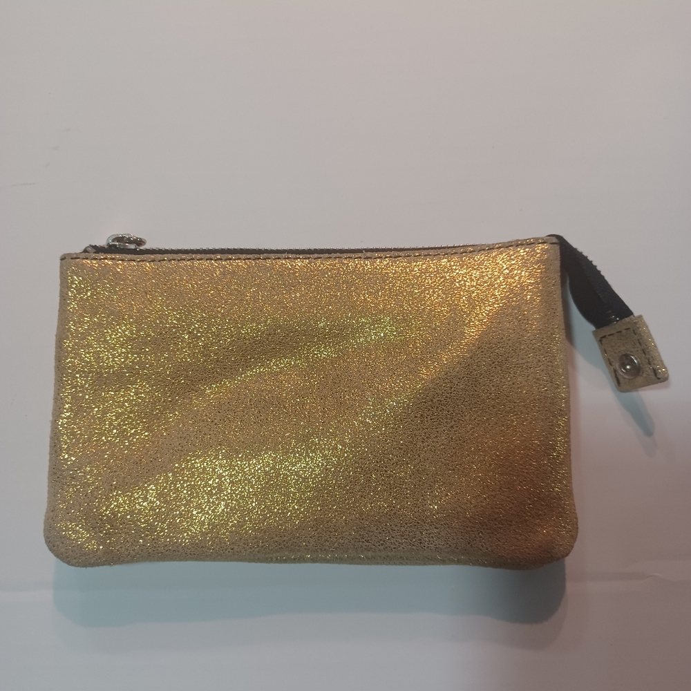 Gold Evening Leather Clutch With Silver Chain Strap - Picture 7 of 7